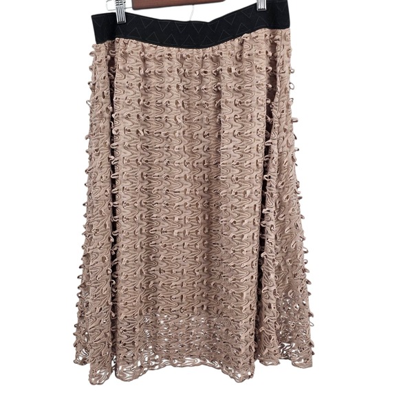 LuLaRoe Maxi Skirt Crochet Lace Overlay Black Waistband Women's‎ Size L - Picture 4 of 6